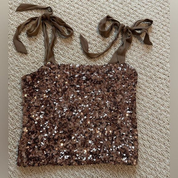 Free People brown sparkly top - Picture 1 of 2